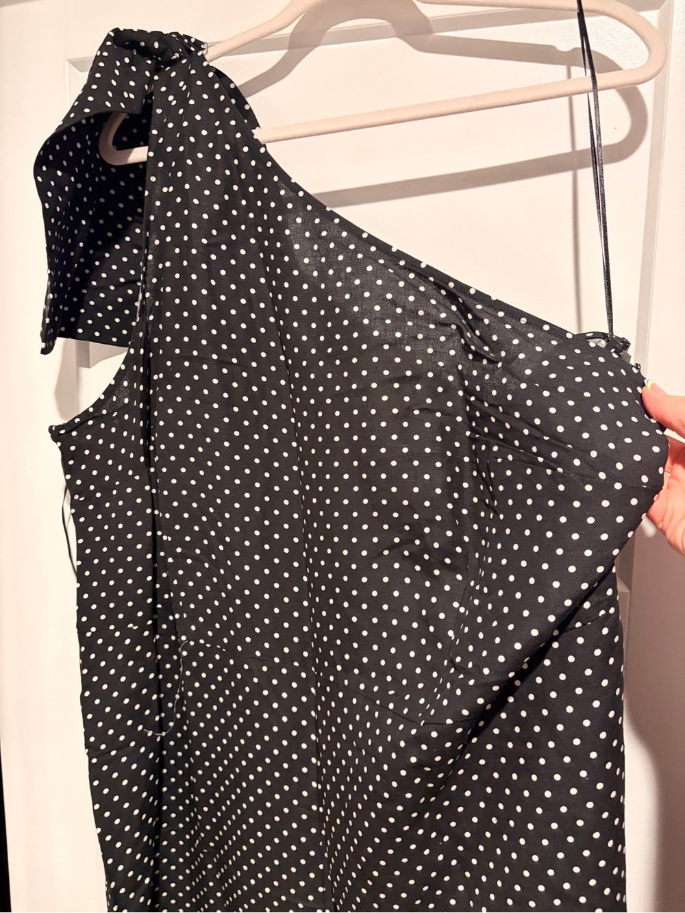 kate spade Women’s Plus Size 24 Black with White Polka Dot One-Shoulder Jumpsuit